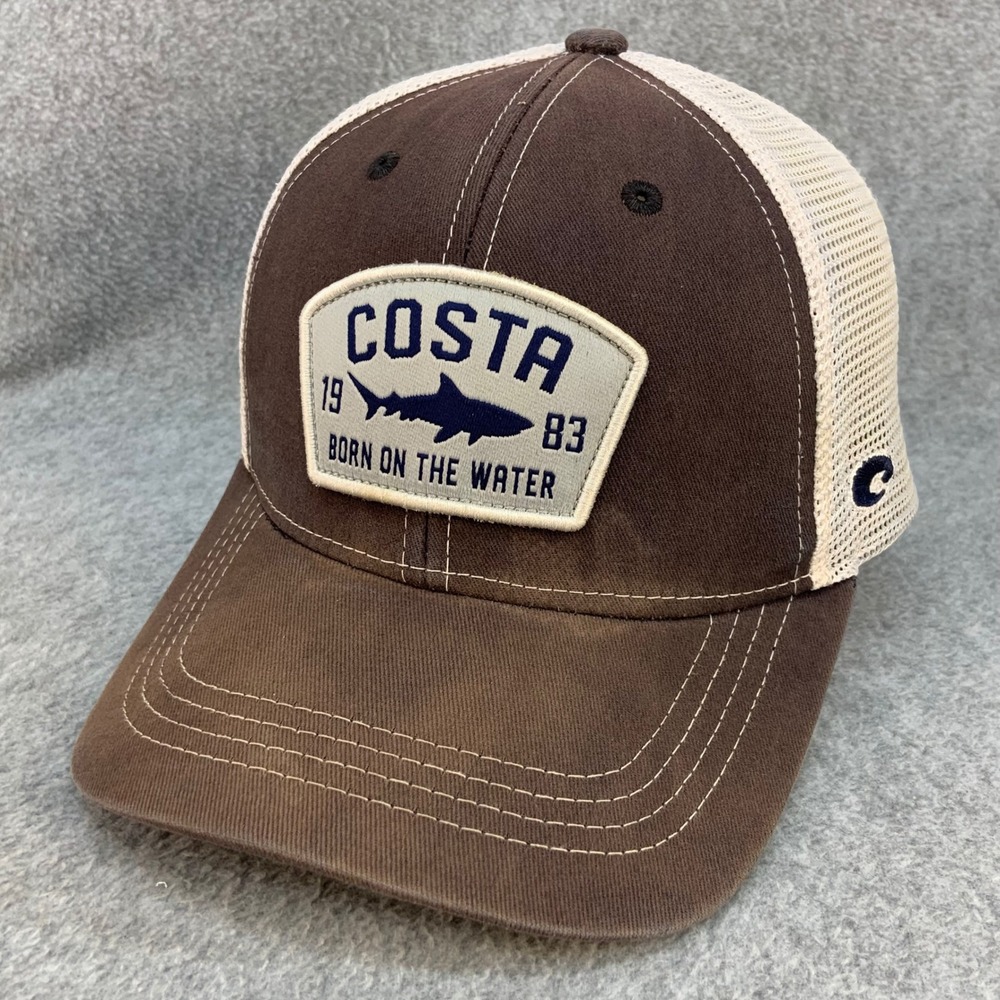Costa Born On The Water Shark Men Brown Costa Del Mar Trucker Hat Snapback OSFM